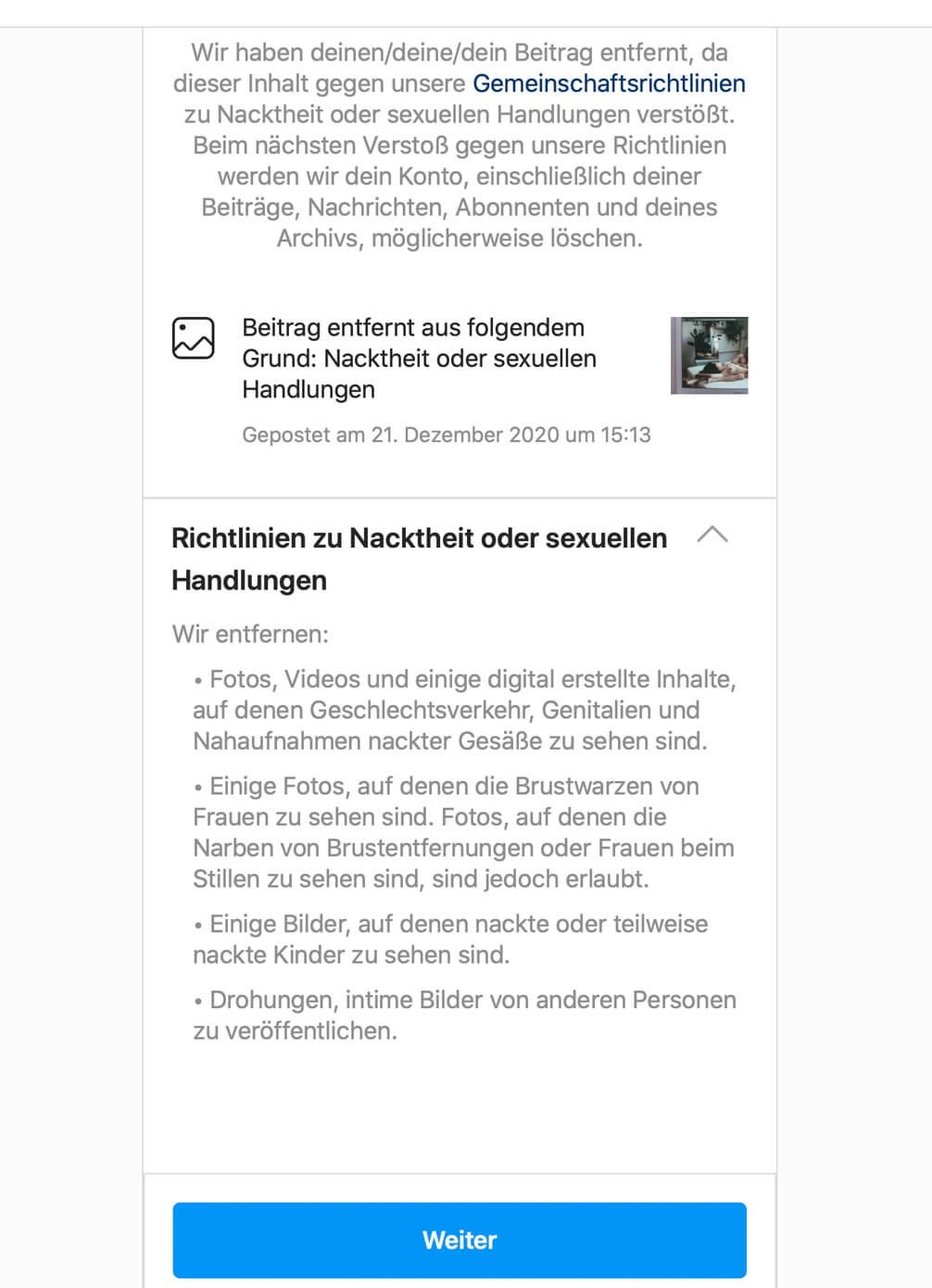 Instagram censored BERLINBALE Screenshot