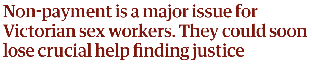 Sex worker justice issues